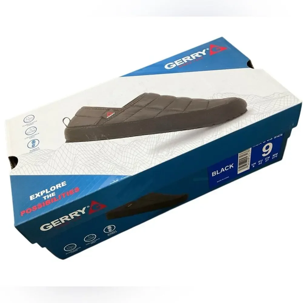 Gerry Men’s Black Quilted Slip-Ons Collapsible Heel Size 9 NEW NIB